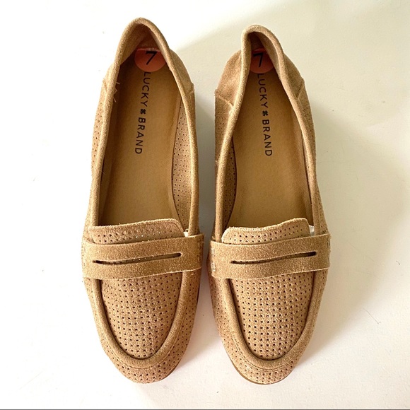 Lucky Brand Shoes - Lucky Brand Sz 7 Perforated Caylon Suede Flats New
